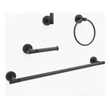 Set De Accesorios De Baño Marmolux 4u Negro Mate Molet