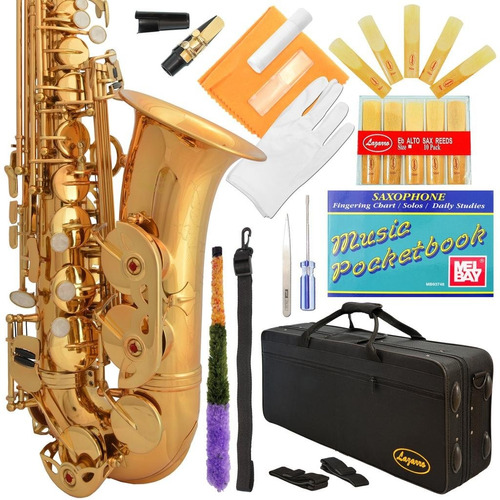 Saxofón Alto Dorado De Lazarro Con Funda Y Accesorio (0m8w)