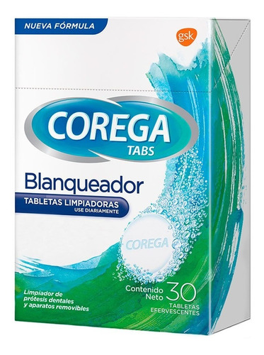 Corega Tabs Blanqueador X 30 Tabletas Limpiadoras