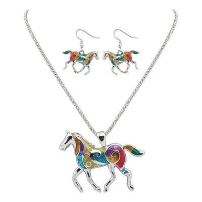 Kiokioa Collar Pendiente Conjunto Elegante Niñas Esmalte Ado