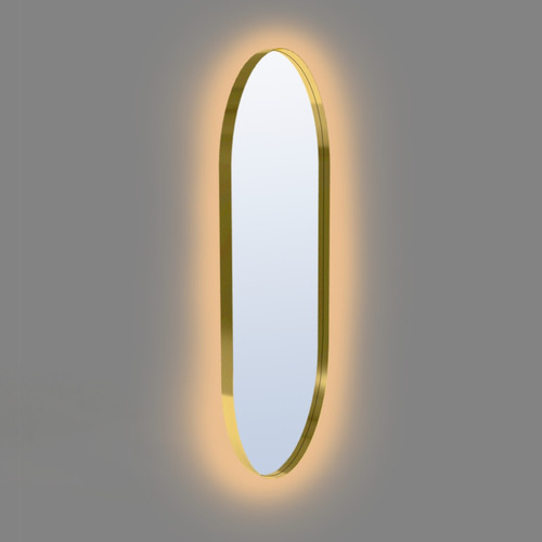 Espelho Oval Com Moldura Metal 100x50 Com Luz Led Templo