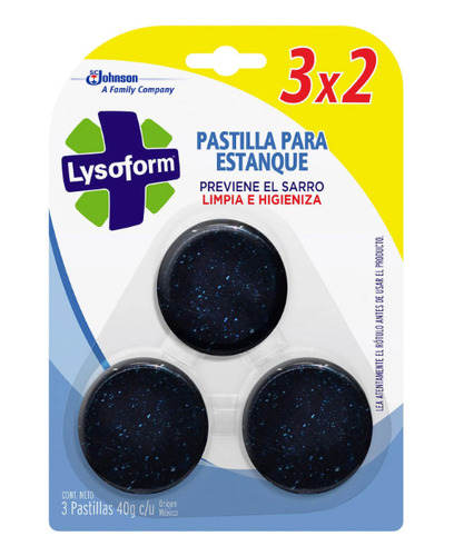Pastilla De Estanque Lysoform Pack 3 Unidades 40g C/u