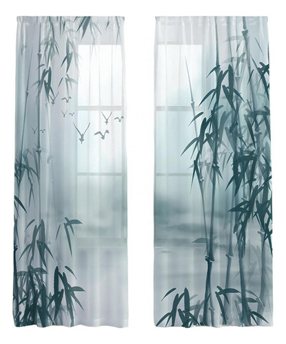 Cortina De Impresión Digital De Bambú De Dos Paneles De Fáci