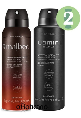 Kit Desodorante Aerossol Malbec X E Uomini Black 2 Unid.