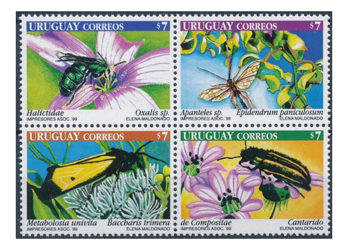 1999 Fauna Flora- Insectos Flores - Uruguay (sellos) Mint