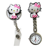 Set Reloj De Enfermera + Yoyo Portagafete Hello Kitty