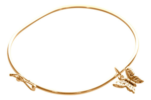 Pulseira Bracelete Prata 925 Dourada 18k Rígido - Borboleta 