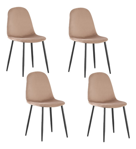 Set Sillas Comedor Top Living Eames Moderno Tapizadas Beige