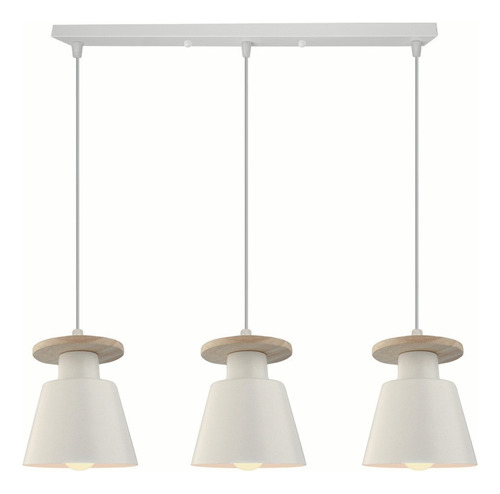 Luz Colgante De Metal Y Madera Para Comedor E27