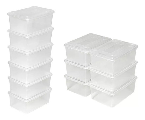 10 Cajas Contenedor Apilables Plastico Multiusos Juguetes Color Traslucido