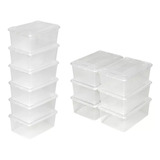 10 Cajas Contenedor Apilables Plastico Multiusos Juguetes Color Traslucido