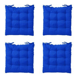 Kit 4 Almofadas Assentos De Cadeira Futton Futon 40x40cm Cor Azul-escuro Desenho Do Tecido Liso