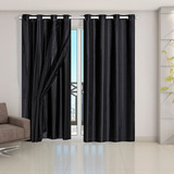 Cortina Blackout Sala Pvc Com Voial Corta Luz 2.8m X 2,30m Cor Preto