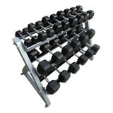 Racks Con 11 Pares Mancuernas Hexagonales (2.5kg A 27.5 Kg)