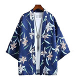 Camisa Para Hombre Kimono Diseño De Flores Japonesas