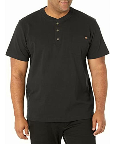 Dickies Men's Heavyweight Henley, Black, Medium Color Negro