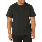 Dickies Men's Heavyweight Henley, Black, Medium Color Negro