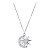 Cadena Dije Plata 925 Sol Y Luna Zircon Cubic Regalo Mujer