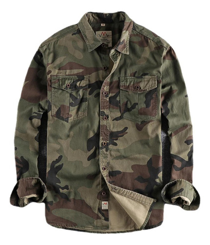 Camisa Cargo Masculina Camuflada De Alta Qlidade Durável