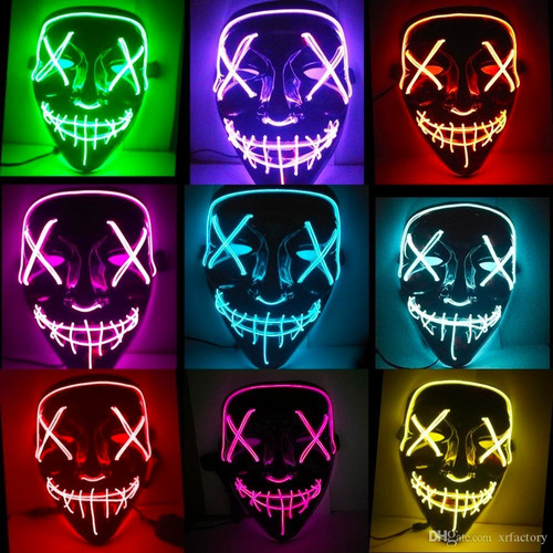 Mascara Con Luz De Neon Con 3 Modos De Iluminacion Halloween