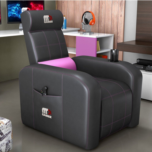 Poltrona Gamer Reclinável Mx-54 Matrix Preto/rosa Hd