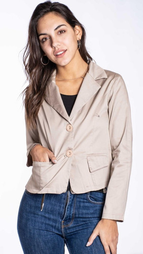 Blazer Saco Garbardina Elastizada Cotton/saten Para Mujer