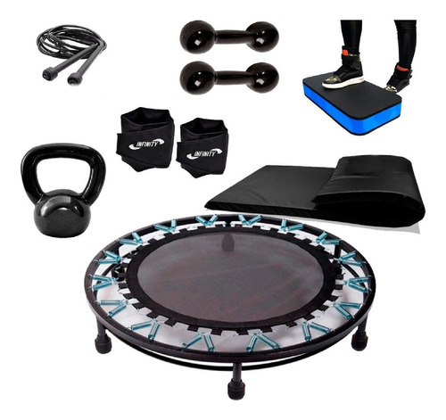 Kit Aeróbico Jump + Halter + Step + Colchonete + Caneleira