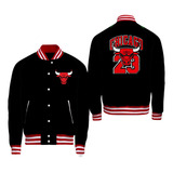 Chamarra Varsity De Chicago Bulls Negro Con Rojo