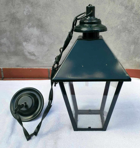 Farol Colgante 1 Luz-4 Vidrios-verde Oscuro.oferta!!!!!