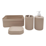 Set X4 Baño Dispenser Organizador Jabonera Porta-cepillo Hsk