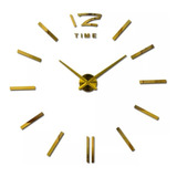 Reloj De Pared 3d Dorado Grande  Diseño Moderno 100x100cm