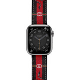 Correa De Piel Para Reloj Apple Watch Lujo Diseñador Gg Rojo