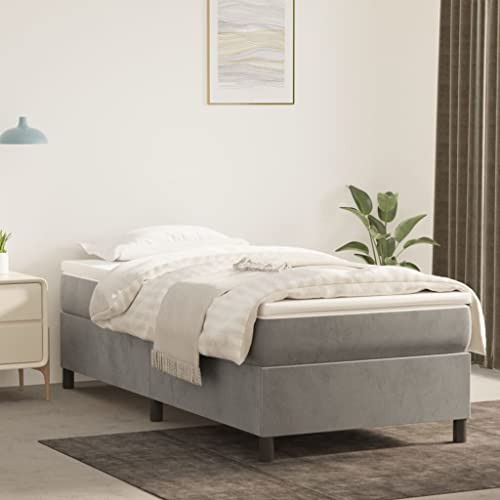 Cama Con Somier Y Colchón Gris Claro 39.4 X74.8  Terciopelo 