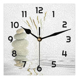 Reloj De Pared Zen Japonés Con Hierba Silencioso 30 Cm Cuadr