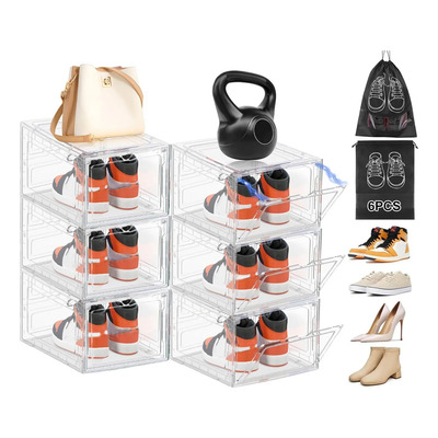 Caixas De Sapatos De Plástico Empilháveis De 6 Peças, Caixa