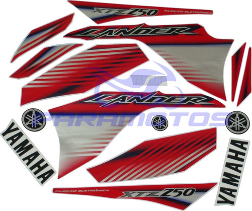 Adesivo Completo Para Yamaha Lander 250 2009 Vermelho 