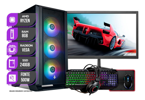 Pc Gamer Completo Mancer, Ryzen 3 3200g, 8gb Ddr4, Ssd 240gb