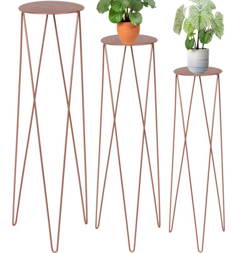 3 Vaso Suporte Tripé Para Plantas De Chão Table Alto
