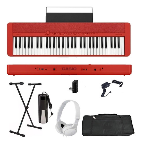 Kit Teclado Casio Casiotone Ct-s1 61 Teclas Bluetooth Red