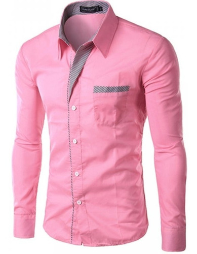 Camisa Social Masculina Slim Fit Manga Longa Pronta Entrega