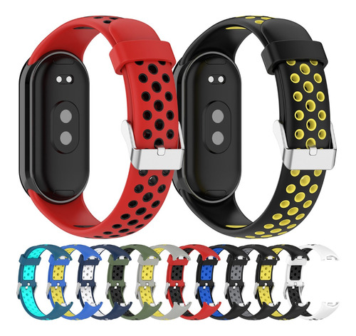 Malla Bicolor Para Xiaomi Smart Band 8 Encastre Metálico