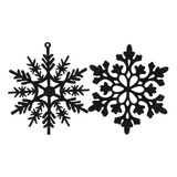 Adornos De Navidad Set 36 Copos De Nieve Plastico Negro
