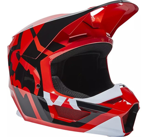 Casco Motocross Fox V1 Lux Rojo - Motox Lanus