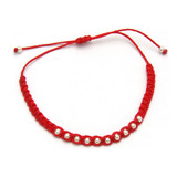 Pulsera Hilo Rojo Y Bolitas Acero Regulable Envidia Suerte