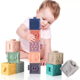 Set X 12 Cubos Sensoriales Y Didácticos 3d Suaves Para Bebés