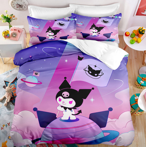 Funda De Edredón Kuromi, 3 Piezas, Ropa De Cama Doble