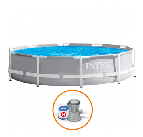 Piscina Intex 4.485 Litros Estrutural Prism Cinza Com Bomba