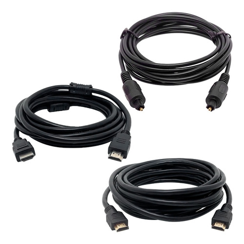 Kit Cabo Óptico 3.0 Mt + Hdmi 3+ Hdmi 5 Mts