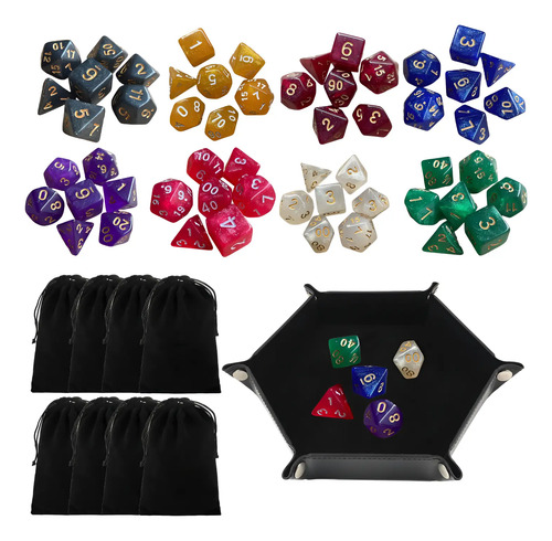 56 Dados Poliédricos Y Rpg Dados Poliedro Dnd Con Bandeja | MercadoLibre