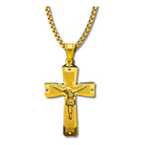 Collar Hombre Y Mujer Con Dije Cruz Oracion Jesus Color Oro